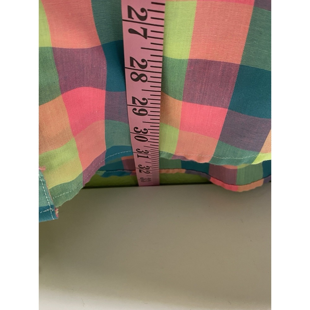 2 Glo-in-the-dark Women XL Long Sleeve Pink Plaid Top Button Shirts Bingo Matchi - Picture 4 of 4
